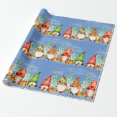 Waterverf Kerstmis Gnomes Elves Cadeaupapier (Uitgerold)