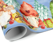 Waterverf Kerstmis Gnomes Elves Cadeaupapier (Rol Hoek)