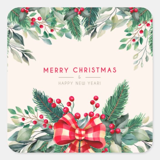 Waterverf Kerstmis 🌲 Greenery Sticker (Voorkant)