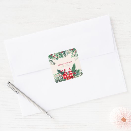 Waterverf Kerstmis 🌲 Greenery Sticker (Envelop)