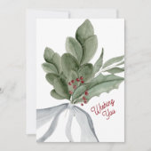 Waterverf Kerstmis Groen Gepersonaliseerd Feestdagenkaart (Voorkant)