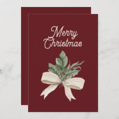 Waterverf Kerstmis Groen Gepersonaliseerd Feestdagenkaart (Voorkant / Achterkant)