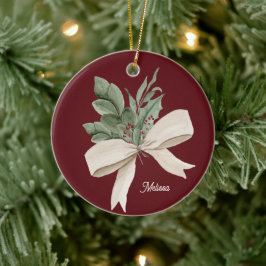 Waterverf Kerstmis Groen Gepersonaliseerd Keramisch Ornament