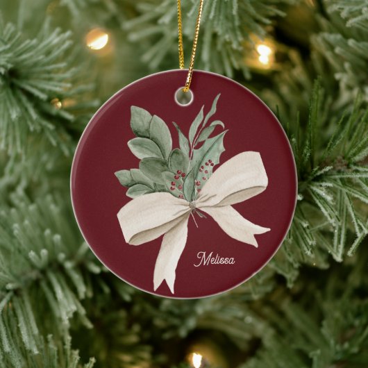 Waterverf Kerstmis Groen Gepersonaliseerd Keramisch Ornament (Boom)