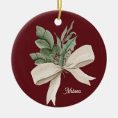 Waterverf Kerstmis Groen Gepersonaliseerd Keramisch Ornament (Voorkant)