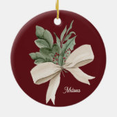 Waterverf Kerstmis Groen Gepersonaliseerd Keramisch Ornament (Achterkant)