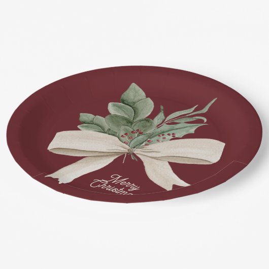Waterverf Kerstmis Groen Gepersonaliseerd Papieren Bordje (Gekanteld)