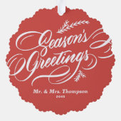 Waterverf Kerstmis groen krans bruiloft foto Ornament Kaart (Achterkant)