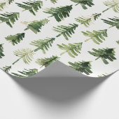 Waterverf Kerstmis Groene dennenboom Cadeaupapier (Hoek)