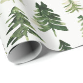 Waterverf Kerstmis Groene dennenboom Cadeaupapier (Rol Hoek)
