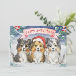 Waterverf kerstmis Happy Howlidays Kaart