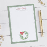 Waterverf Kerstmis Hartelijk dank Notitiekaartje<br><div class="desc">Zeg deze winter mijn dank aan vrienden en familie met mijn feestelijke en elegante gepersonaliseerde briefkaarten. Zij kenmerkt uw familienaam of monogram in een hand geschreven manuscripttypografie met uw gepersonaliseerd adres. Ontworpen met behulp van mijn hand geschilderde kerstmis van eucalyptusgroen en rode boog in mijn oorspronkelijke waterverf kunst boven een...</div>