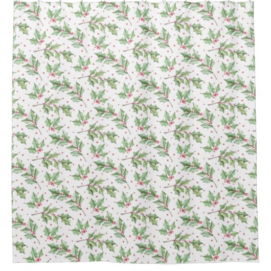 Waterverf Kerstmis Holly Berries Botanische chemic Douchegordijn (Voorkant)