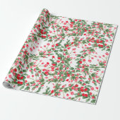 Waterverf Kerstmis Holly Berries Feestdagen Cadeaupapier (Uitgerold)