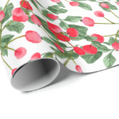 Waterverf Kerstmis Holly Berries Feestdagen Cadeaupapier (Rol Hoek)