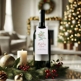 Waterverf Kerstmis Holly en Berries Flessenhanger