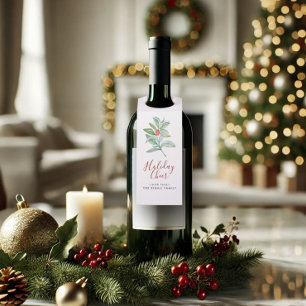 Waterverf Kerstmis Holly en Berries Flessenhanger