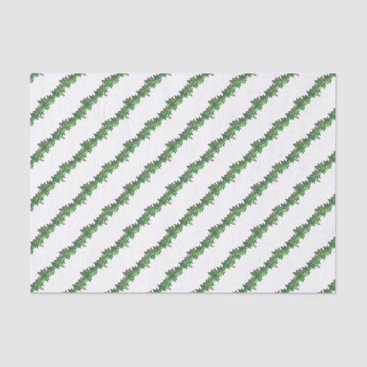 Waterverf Kerstmis Holly Garland Tissuepapier (Voorkant)