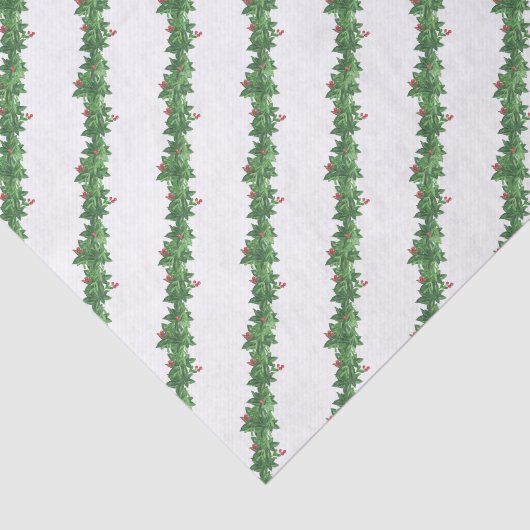Waterverf Kerstmis Holly Garland Tissuepapier (Detail)