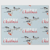Waterverf kerstmis Holly Magpie Bird Natuur Art Cadeaupapier (Vlak)