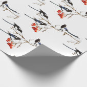 Waterverf kerstmis Holly Magpie Bird Natuur Art Cadeaupapier (Hoek)