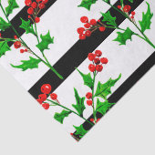 Waterverf Kerstmis Holly Modern Stripe Patroon Tissuepapier (Detail)
