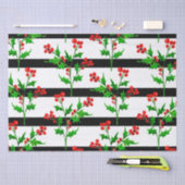 Waterverf Kerstmis Holly Modern Stripe Patroon Tissuepapier (Craft)