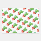Waterverf Kerstmis Holly Poinsettia Gift Wrap Inpakpapier Vel (Voorkant)