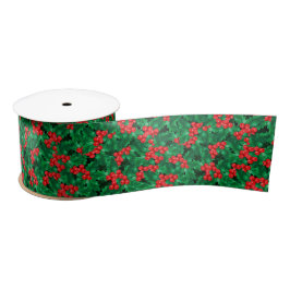 Waterverf Kerstmis Holly Ribbon Satijnen Lint