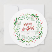 Waterverf Kerstmis Holly Wreatfoto-kaarten Feestdagenkaart (Achterkant)