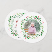 Waterverf Kerstmis Holly Wreatfoto-kaarten Feestdagenkaart (Voorkant / Achterkant)