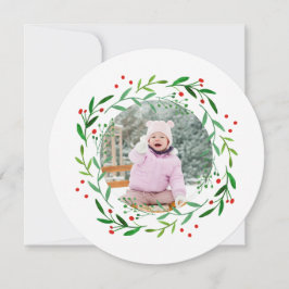 Waterverf Kerstmis Holly Wreatfoto-kaarten Feestdagenkaart