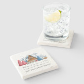  WATERVERF KERSTMIS HUIS FAMILIE MARMER STENEN ONDERZETTER (Zijkant)