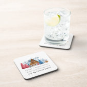  WATERVERF KERSTMIS HUIS FAMILIE PLASTIC BIER ONDERZETTER (Rechterzijde)