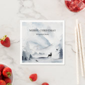 Waterverf Kerstmis in de winterbergen Servet (Insitu)