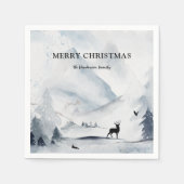 Waterverf Kerstmis in de winterbergen Servet (Voorkant)