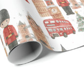 Waterverf Kerstmis in Londen Inpakpapier  (Rol Hoek)