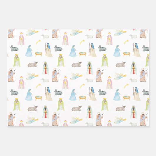 Waterverf kerstmis inpakpapier vel (Voorkant)