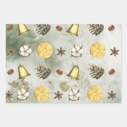 Waterverf Kerstmis. Inpakpapier Vel (Voorkant 3)