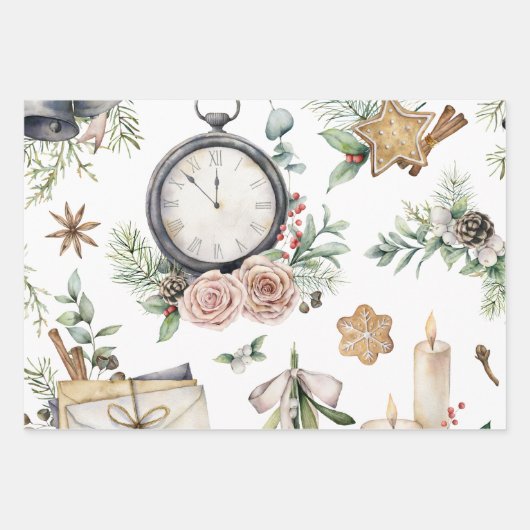  Waterverf Kerstmis Inpakpapier Vel (Voorkant)