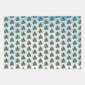 Waterverf kerstmis inpakpapier vel (Voorkant 3)