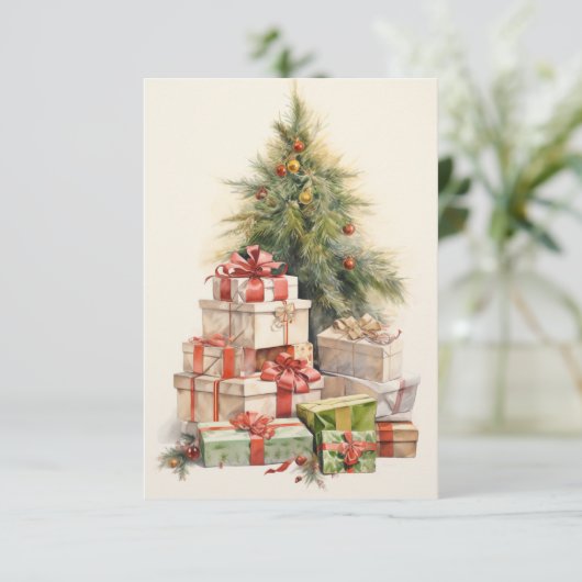  Waterverf Kerstmis Kaart (Staand voorkant)