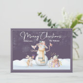 Waterverf Kerstmis Kaart Sneeuwscène (Staand voorkant)