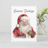 Waterverf Kerstmis Kerstman tekst toevoegen Feestdagenkaart (Staand voorkant)