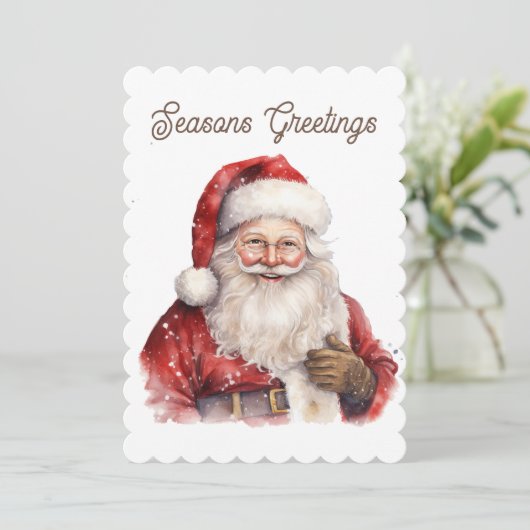 Waterverf Kerstmis Kerstman tekst toevoegen Feestdagenkaart (Staand voorkant)