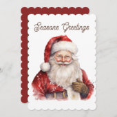 Waterverf Kerstmis Kerstman tekst toevoegen Feestdagenkaart (Voorkant / Achterkant)