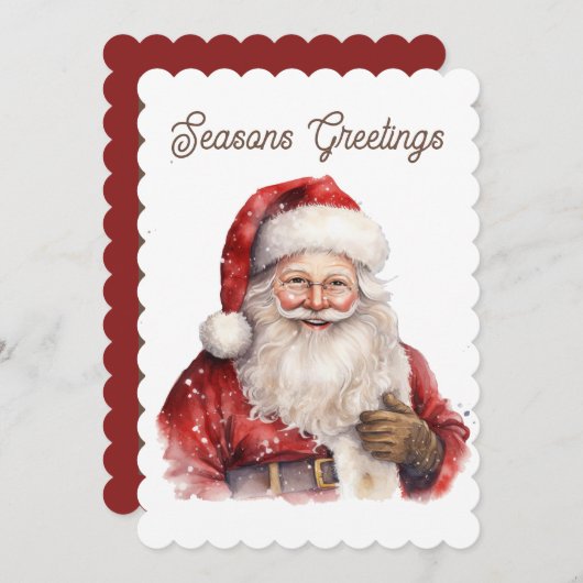 Waterverf Kerstmis Kerstman tekst toevoegen Feestdagenkaart (Voorkant / Achterkant)