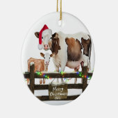 Waterverf Kerstmis Koe met Pet Keramisch Ornament (Rechts)