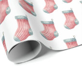 Waterverf Kerstmis Kous Patroon Illustratie Cadeaupapier (Rol Hoek)