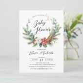 Waterverf Kerstmis krans Baby shower Kaart (Staand voorkant)